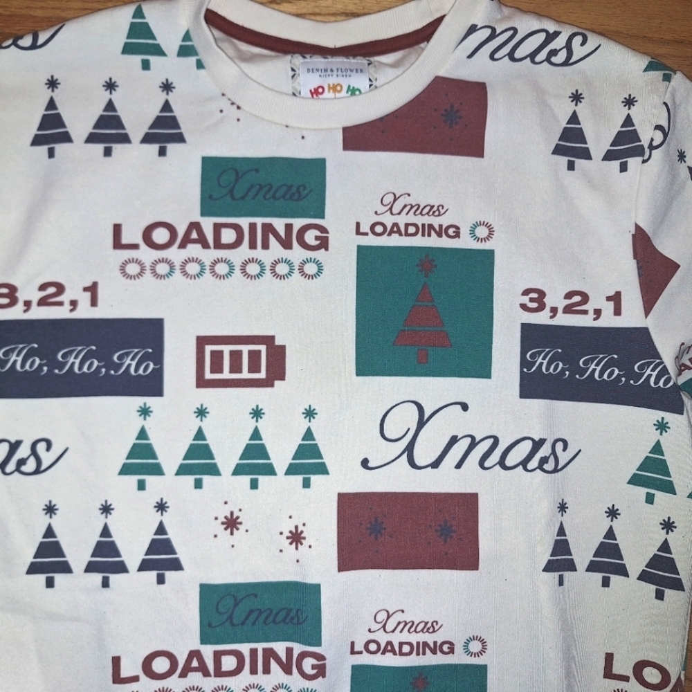 Denim & Flower Ho Ho Ho Christmas Xmas Loading Sweatshirt Large L Ricky Singh